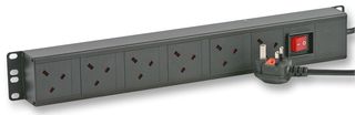 V13A/6 - 6-Way Vertical 19" Cabinet UK PDU