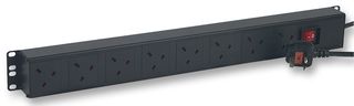 V13A/8 - 8-Way Vertical 19" Cabinet UK PDU