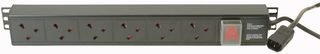 V13A/6/C14 - 6 Way UK PDU with IEC C14 Plug - Vertical Rack Mount