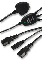 PELB1668 - IEC Splitter, 2x IEC C13 + C5 Power Lead with Surge Protector, 1.75m