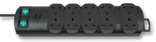 1153393120 - Primera Line 10 Way Switched Extension Lead, 2m Black