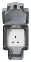 K56480GRY - Masterseal Plus 13A 1 Gang Outdoor Unswitched Socket, IP66 Grey
