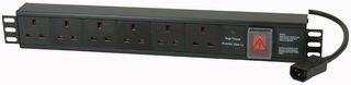 H1U13A/6F C14 - 6 Way Lightweight UK PDU with IEC C14 Plug with Surge Protection - 1U