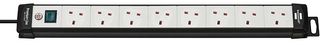 1951583100 - Premium-Line 8 Way Switched Extension Lead, 3m Black / Grey