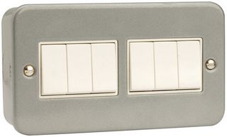 CL105 - Metal Clad 10AX Light Switch, 6-Gang, 2-Way