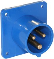 PELB0026 - 16A, 230V, Panel Mount CEE Plug, 2P+E, Blue, IP44
