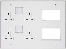 2 Gang Switched Socket Compact concave rocker design