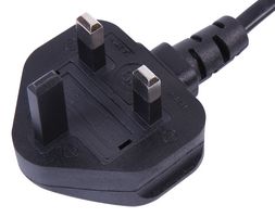 PEL00813 - UK Mains Plug with 3A Fuse to C7 Lead, Black, 5m