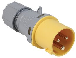 IS1015RQW - Cable Mount CEE Plug, 2P+E, 16A, 110V, Yellow, IP44