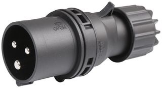 PELB0024 - Cable Mount CEE Plug, 2P+E, 16A, 230V, Black, IP44