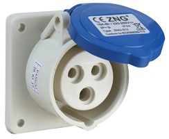 PELB0124 - 16A, 230V, Panel Mount CEE Socket, 2P+E, Blue, IP44