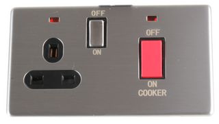 PELB1154 - Screwless Cooker Switch with Neons, 45A, Stainless Steel