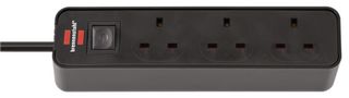 1153233000 - Ecolor Mains Extension Lead, 3 Gang, 1.5m Lead, Black