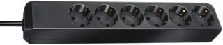 1159400015 - Eco-Line Unswitched Euro Mains Extension Lead, 6 Gang, 1.5m Lead, Black