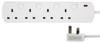 PELB2002 - 4 Gang Switched Mains Extension Lead, 7.5m, White