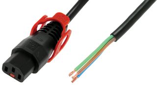 PC1528 - IEC Lock+ Free End to Locking IEC C13 Mains Lead, 3m, Black