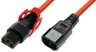 PC1520 - IEC Lock+ IEC C14 to Locking IEC C13 Mains Lead, 0.5m, Orange