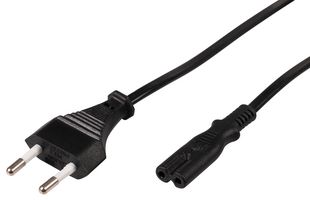 PELB2196 - Euro Plug to IEC C7 Mains Lead, 2.5A, 2m, Black