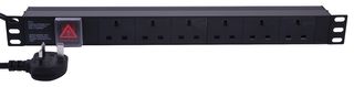 PDU1U6WAY - Rack Mount Power Distribution Unit, 6 Gang, UK Mains, 1U, Horizontal