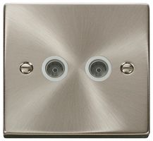 VPSC066WH - Non-Isolated Coaxial Socket, 2 Gang, Satin Chrome