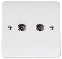 CMA066 - Non-Isolated Coaxial Socket, 2 Gang, White