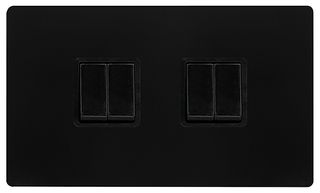 SFBK019BK - Light Switch, 4 Gang, 2 Way, 10AX, Black