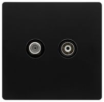 SFBK157BK - Isolated Satellite & Coaxial Socket, 2 Gang, Black