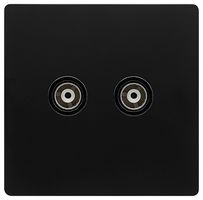 SFBK159BK - Isolated Coaxial Socket, 2 Gang, black