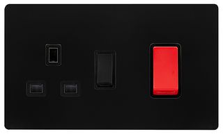 SFBK204BK - Double Pole Cooker Switch & Switched Socket, 2 Gang, 50A, Black