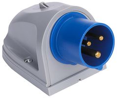 PELB2309 - Wall Mount CEE Plug, 2P+E, 16A, 230V, Blue, IP44
