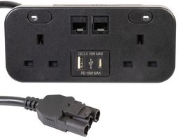 ICON.B/DD - ICON Desktop Unit, 2 Gang, 2x Cat6, 1x USB A, 1x USB C, Black