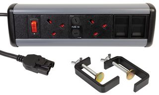 P-PACK DESK 2/2S - P-Pack Desktop Power & Data Unit, 2 Gang, 2x Cat6, Black