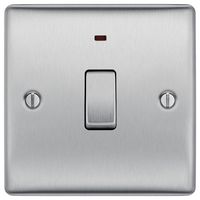 NBS31-01 - Switch Module with Indicator, 2 Way, Double Pole, 20A, 20AX, Brushed Steel