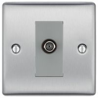 NBS64-01 - Single Satellite Socket, Brushed Steel