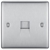 NBSBTS1-01 - Telephone Socket, 1 Gang, Secondary, Brushed Steel