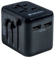 49543 - Universal Travel Adaptor with USB, 12W, 2x USB A