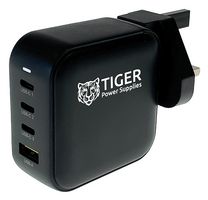 TGR-USB-100W-PD-UK-4P - USB C PD GaN Fast Charger, 4 Port, 3x USB C, 1x USB A, 100W