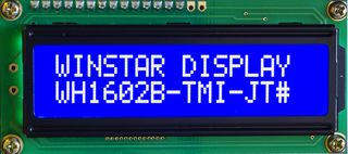 WH1602B-TMI-JT - LCD Display Module, 16x2, Blue / White, STN, Negative, Transmissive