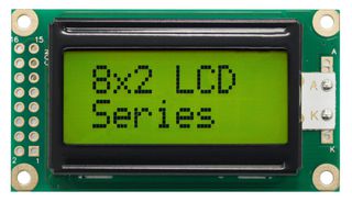 WH0802A-NYG-JT - LCD Display Module, 8x2, Yellow / Green, STN, Positive, Reflective