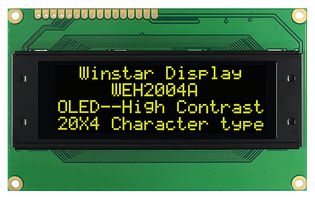 WEH002004ALPP5N00004 - OLED Display Character Module, 20 x 4, Yellow On Black