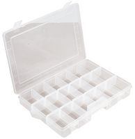 D00414 - 6-18 Compartment Transparent Organiser Box with Removable Sections - 42mm x 186mm x 292mm