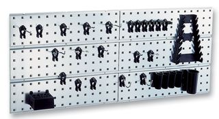 109659 - Wall Mounted Tool Holder Wall Panels, x3 with 44 Clips