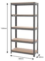 CSM5150B - 5 Shelf 150kg Boltless Shelving Unit, Dark Grey