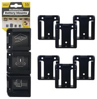BM-DW12-BLK-6 - Battery Storage Mounts for DeWalt 12V Power Tool Batteries - Black, 6 Pack