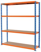 CSR4550/50BO - 4 Shelf 500kg Heavy Duty Boltless Shelving Unit, Blue & Orange