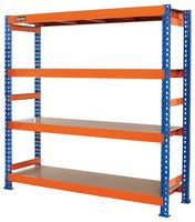 CS4600BO - 4 Shelf 600kg Heavy Duty Boltless Shelving Unit, Blue & Orange