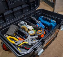 TL173 - Mobile Pull Along Tool Storage Box with Wheels