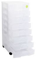 8X9.5CL - 8x 9.5L Drawers Clear Shelving Storage Organiser Tower with Castors - 910mm x 420mm x 395mm