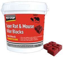 PSWB04 - Super Rat & Mouse Killer Poison Wax Blocks, 15 x 20g