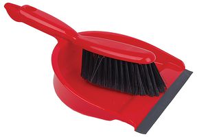 102940 - RED - Professional Dustpan & Soft Bristle Brush Set, Red